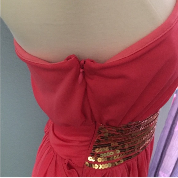 Vintage Bebe Goddess Dress RARE - Coral + Gold Sequin, Small, 2B Bebe - Picture 6 of 11